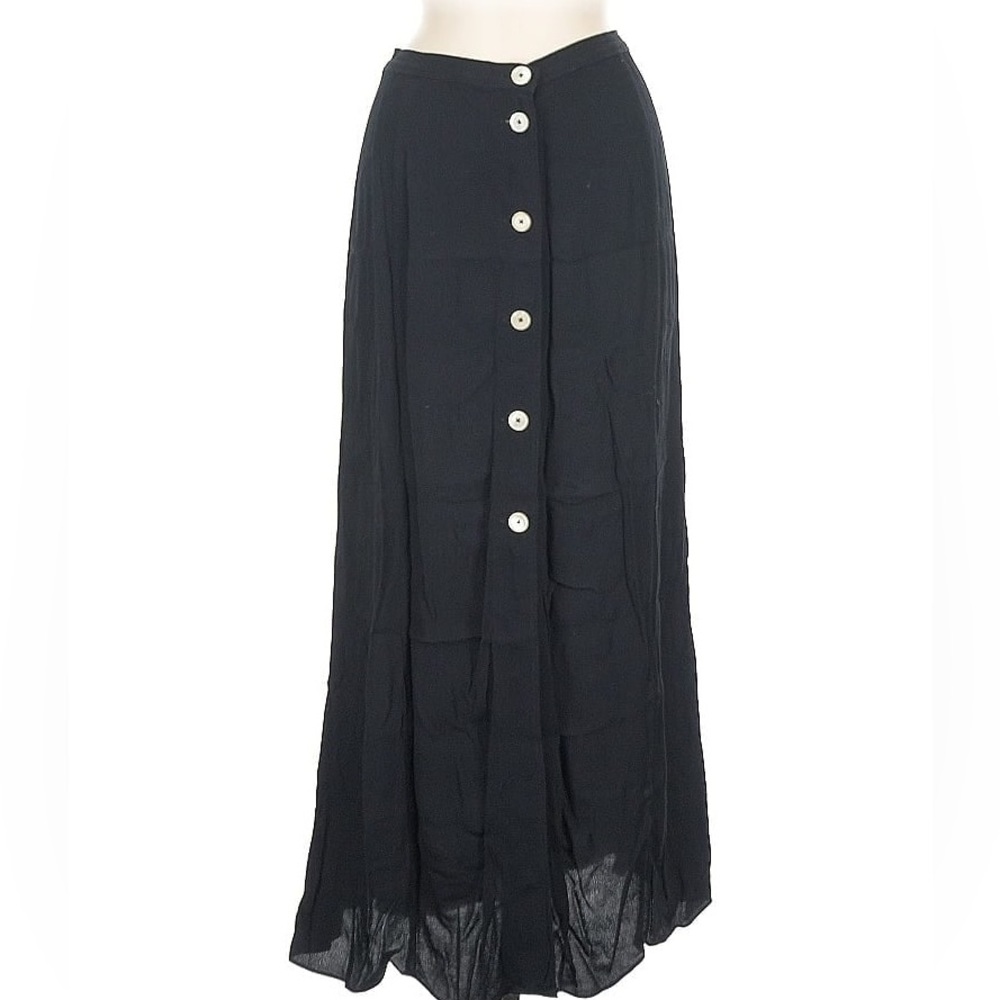Aritzia Wilfred Midi A-line Skirt size 2 flowy black elegant beautiful buttons